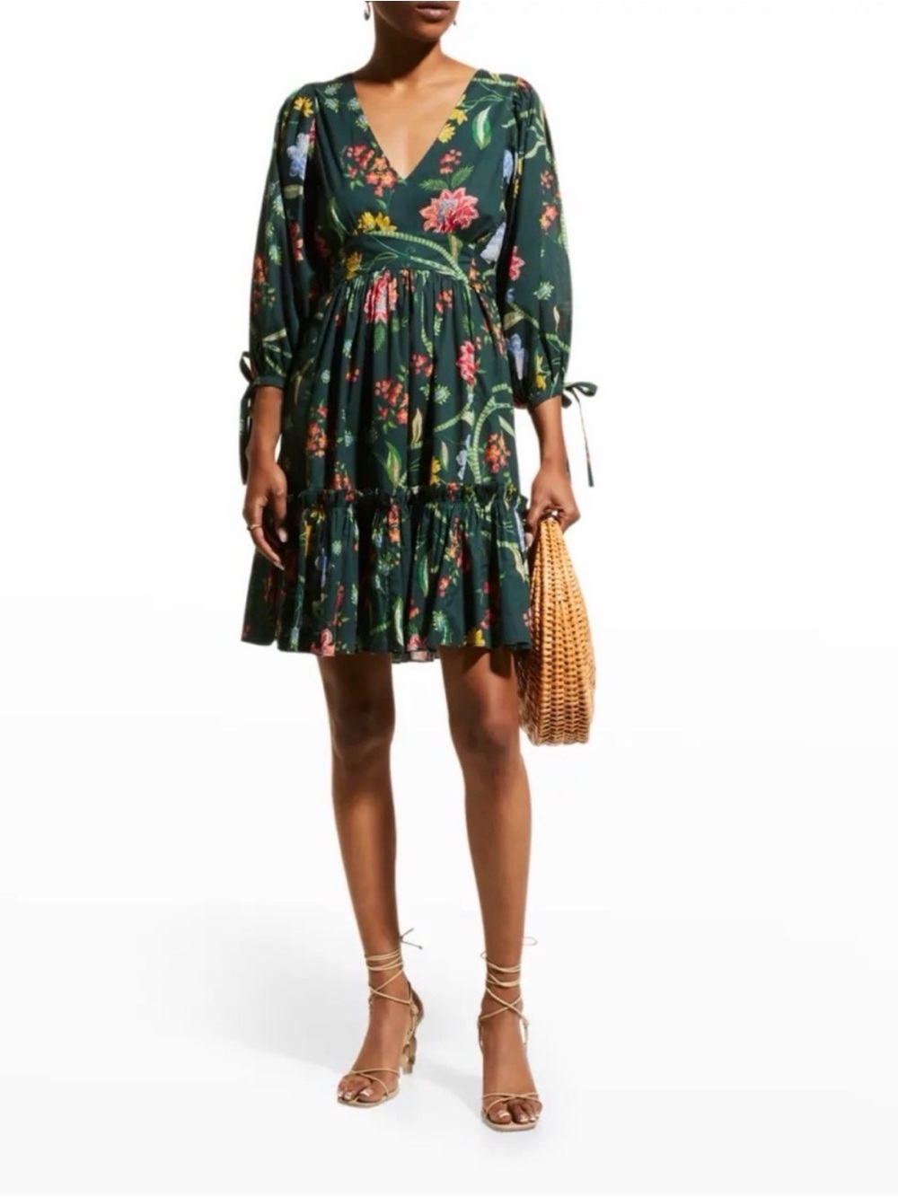 Cara Cara Millbrook Tie-Waist Floral Dress in Ophelia Floral Emerald